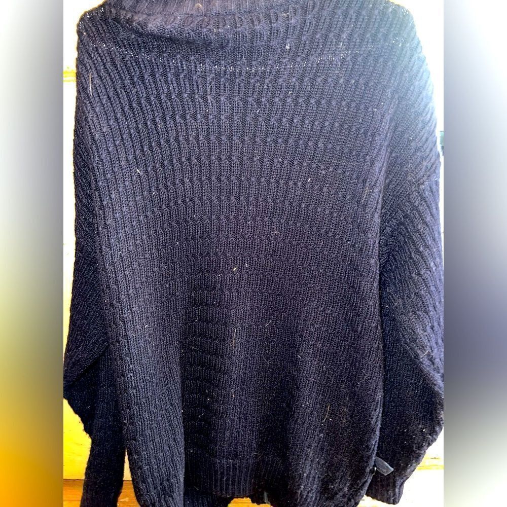 Italian wool men’s sweater jacket, zip up, leather details, pockets - Picture 2 of 7